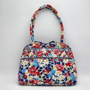 Vera Bradley 2012 Summer Cottage Blue Red Quilted Bowler Shoulder Bag